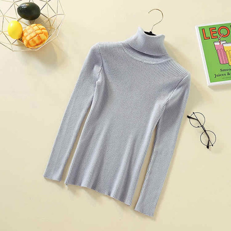 Pullovers Women Turtleneck Sweaters Fashion Spring Long Sleeve Female Jumper Autumn Korean Basic Top Soft Knitted Sweater