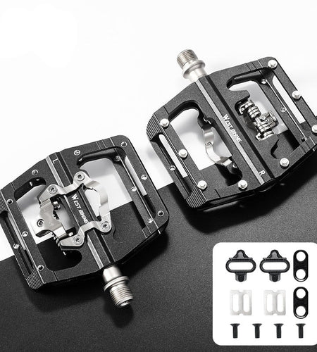 2 In 1 Bicycle Pedals SPD Self-Locking Pedal 3 Bearings MTB Road Bike Anti-slip Flat Pedals Cycling Part Accessories