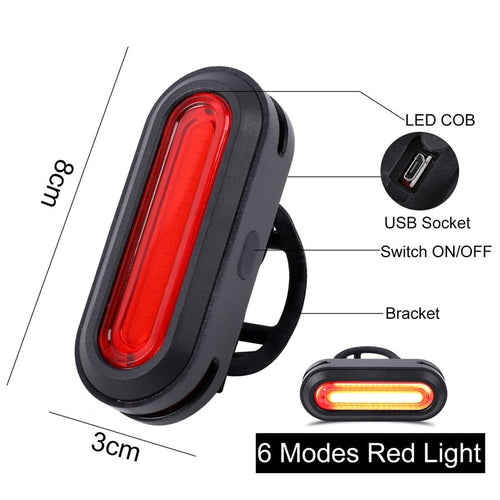 Load image into Gallery viewer, Bicycle Rear Light USB Rechargeable LED Tail Light Bike Accessories 6 Mode Cycling Safety Helmet Bag Lamp
