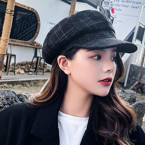 Load image into Gallery viewer, Autumn Winter Hats for Women Solid Plain Octagonal Newsboy Caps Men Ladies Casual Wool Hat Grain Beret Women Painter Cap
