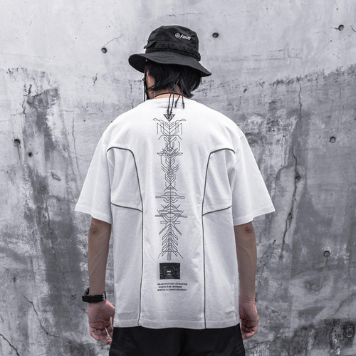 Load image into Gallery viewer, Hip Hop T-Shirt Mens Techwear Print Loose Short Sleeve Shirts Streetwear Cotton Harajuku Tshirt Black WB188
