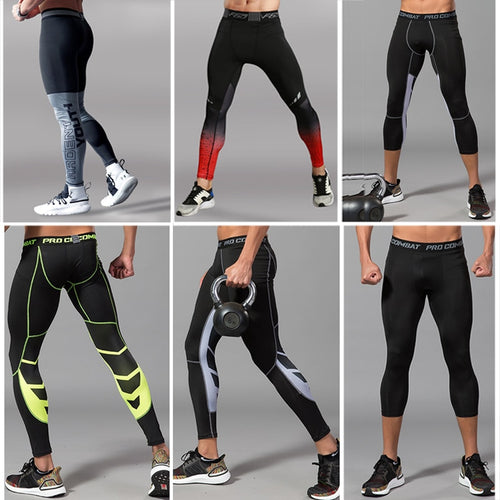 Load image into Gallery viewer, Men&#39;s Lycra Leggings Compression Sports Pants Cycling Running Basketball Football Sweatpants Fitness Tights Trousers Rash Guard
