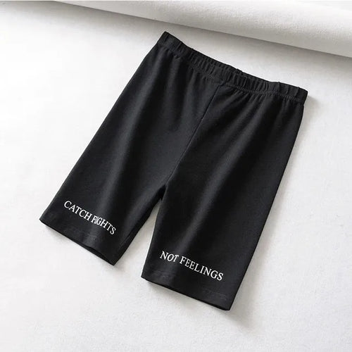 Load image into Gallery viewer, Summer biker shorts women elastic waist skinny fitness korean casual sexy Letter print black shorts pantalones black
