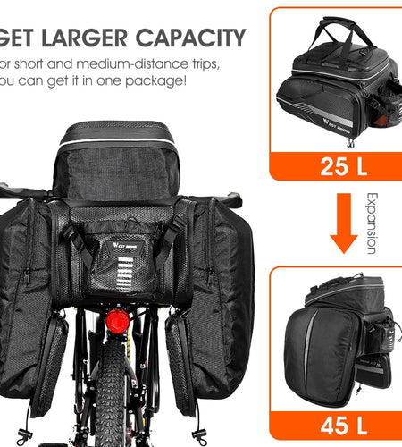 Quality EVA Hard Shell Bike Bag Waterproof MTB Road Bicycle Trunk Seat Bag Large Capacity Travel Cycling Panniers