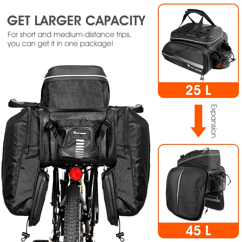 Quality EVA Hard Shell Bike Bag Waterproof MTB Road Bicycle Trunk Seat Bag Large Capacity Travel Cycling Panniers
