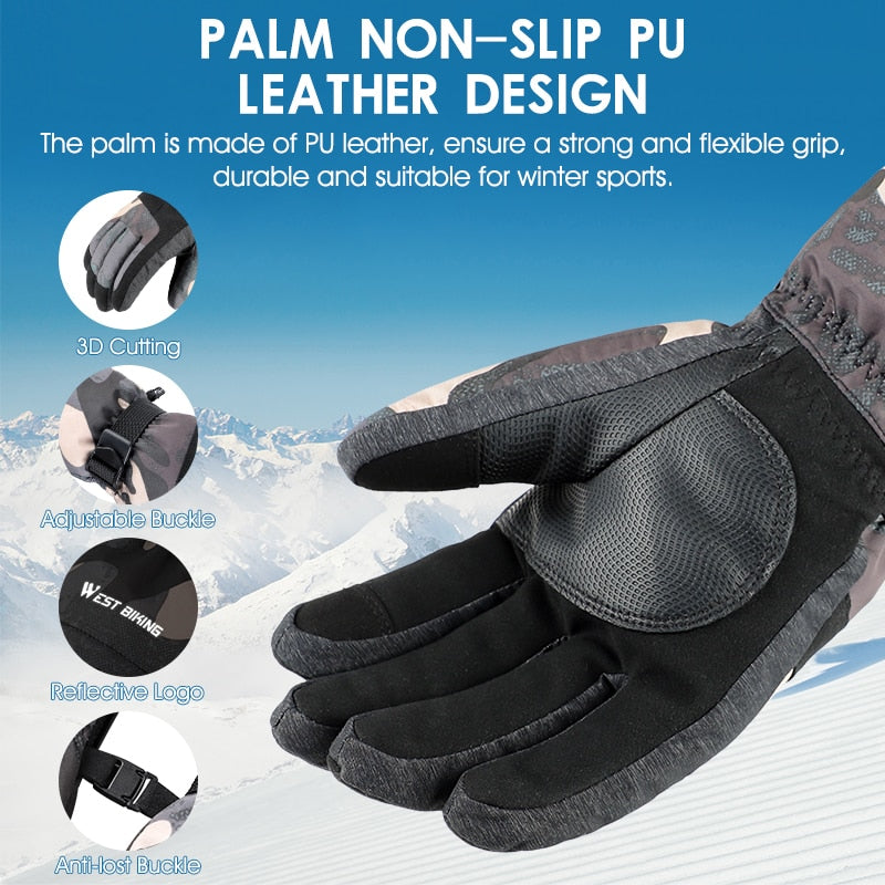 Ski Snowboard Gloves 3M Thinsulate Winter Warm Motorcycle Cycling Gloves Waterproof Touchscreen Snowmobile Mittens
