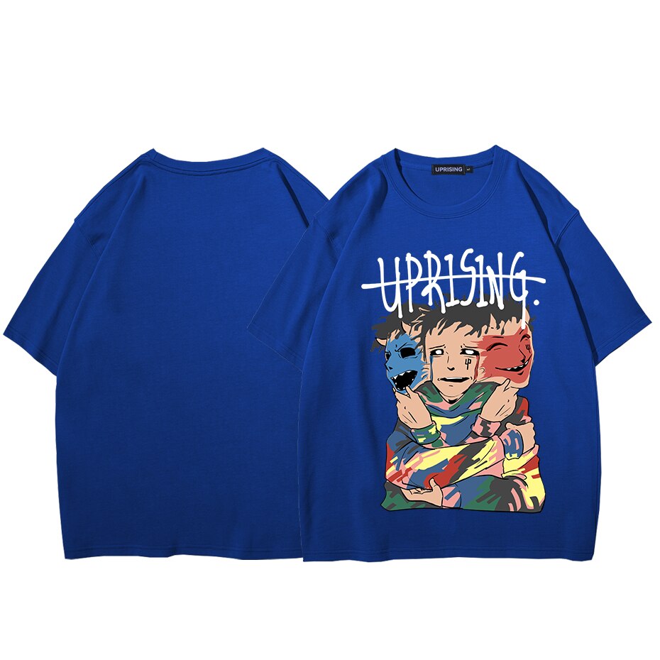 Men T Shirt Hip Hop Dark Streetwear Tshirt Evil Eye Print Harajuku Summer Short Sleeve T-Shirt Cotton Tops Tees Oversize