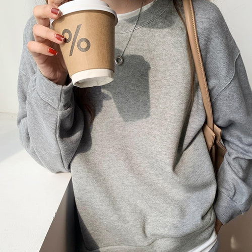 Load image into Gallery viewer, Patchwork Sweatshirt Women Harajuku Casual O Neck Loose Long Sleeve Tops Solid Fashion Korean Girls Fall Sweatshirt
