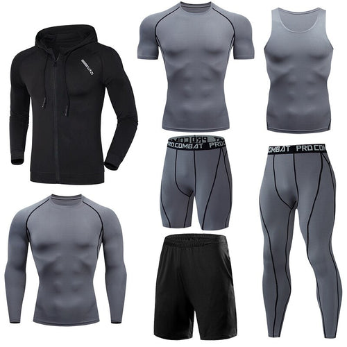 Load image into Gallery viewer, Gym Sport Suit Men&#39;s Running Sets Fitness Sportswear Quick Dry Basketball Tights Running Compression Underwear Tracksuit Clothes
