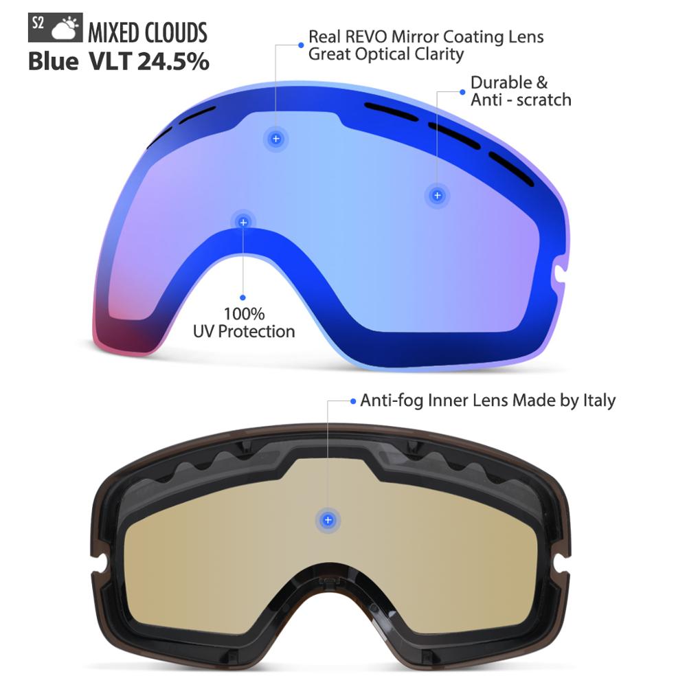 Kids goggles Replacement Lens Only Small Size Children Double anti-fog UV400 Skiing Girls Boys For Snowboard goggles For GOG-243