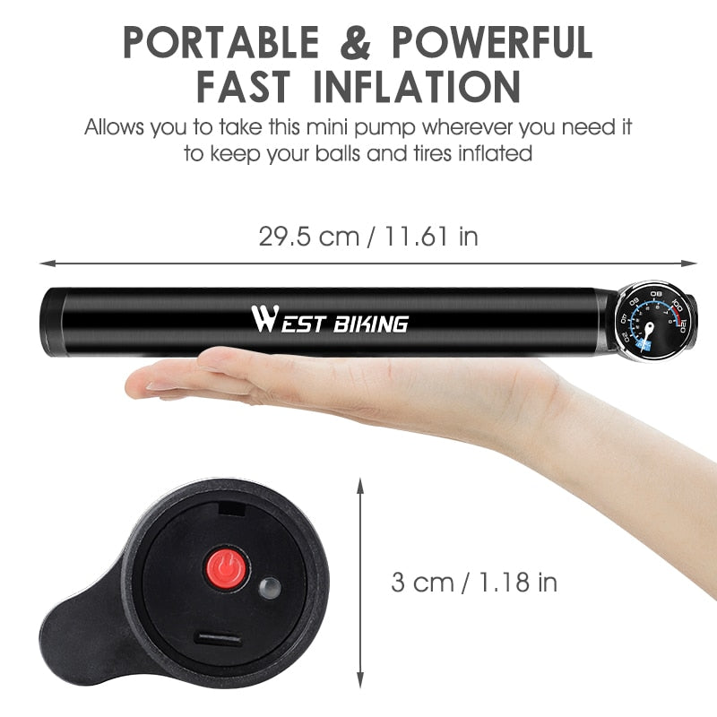 12.8V 120PSI Smart Electric Bicycle Pump With Hose Pressure Gauge USB Rechargeable MTB Road Bike Tire Air Pump Cycling Inflator