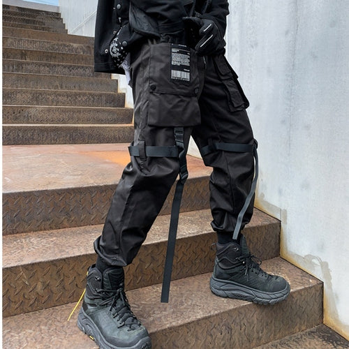 Load image into Gallery viewer, Tactical Functional Cargo Pants Joggers Men Black Elastic Waist Trousers Hip Hop Streetwear Multi-pocket Pants Techwear WB372
