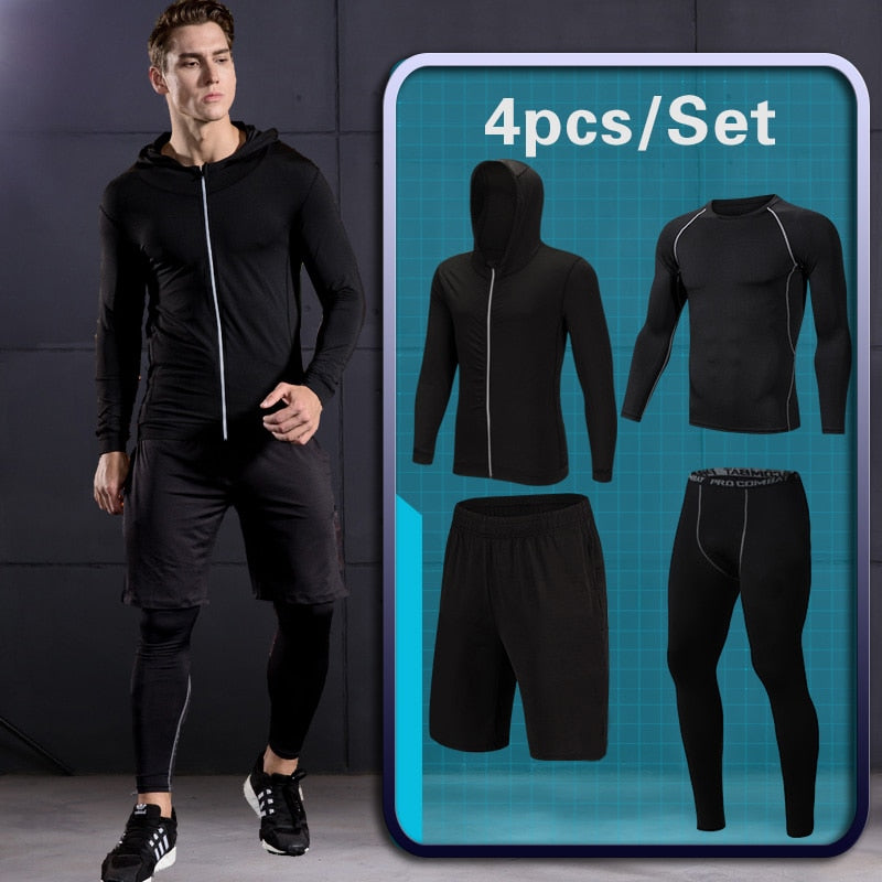 Men's Tight Running Sport Clothing Fitness Athletic Physical Training Sportswear Suits Workout Jogging Sweatshirt Tracksuit