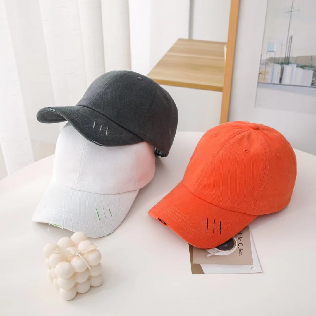 Unisex Fashion Cap Kpop Simple Hole Style Candy Colors Baseball Cap For Men Women High Quality Streetwear Hat