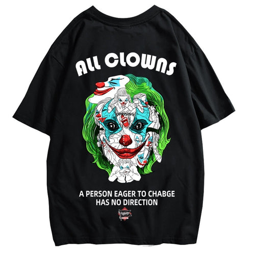 Load image into Gallery viewer, T Shirt Tops Fashion Classic All Hip Hop Print Short O-neck Fun and Games Unique Uprising Not Scary Slavering Fanged Clown T- -
