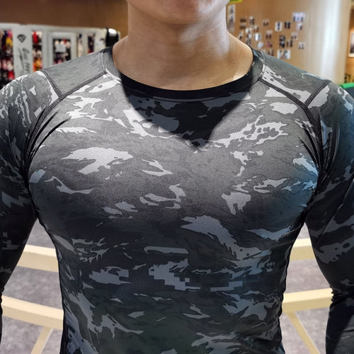 Load image into Gallery viewer, Men Compression Sweatshirt Running Elastic Compression Tshirt Fitness Tight Sport Clothes Jogging Training Sportswear Rash Guard
