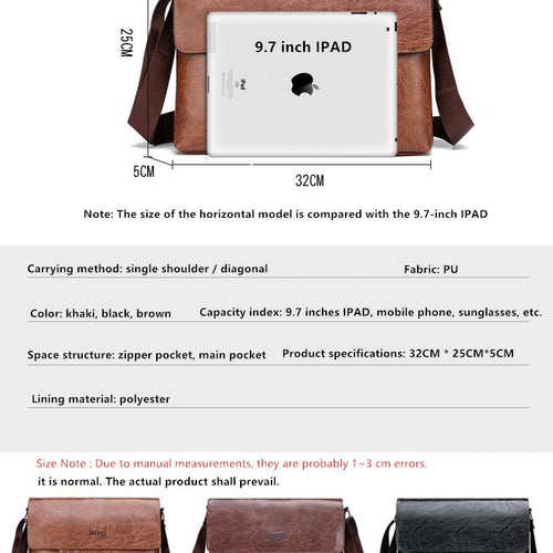 Load image into Gallery viewer, Men&#39;s Bag PU Leather Handbags Men Leather Shoulder Bags Men Messenger Bags Crossbody Bags For Man Fashion
