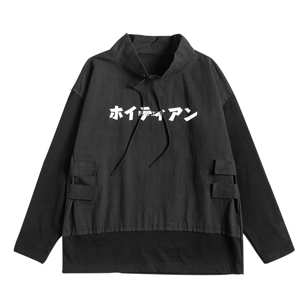 Autumn Patchwork Tactical Sweatshirt Men Fashion Harajuku Loose Pullover Cotton Hip Hop Streetwear Coat WB521