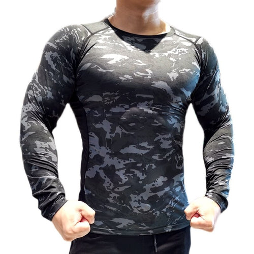 Load image into Gallery viewer, Men Compression Sweatshirt Running Elastic Compression Tshirt Fitness Tight Sport Clothes Jogging Training Sportswear Rash Guard
