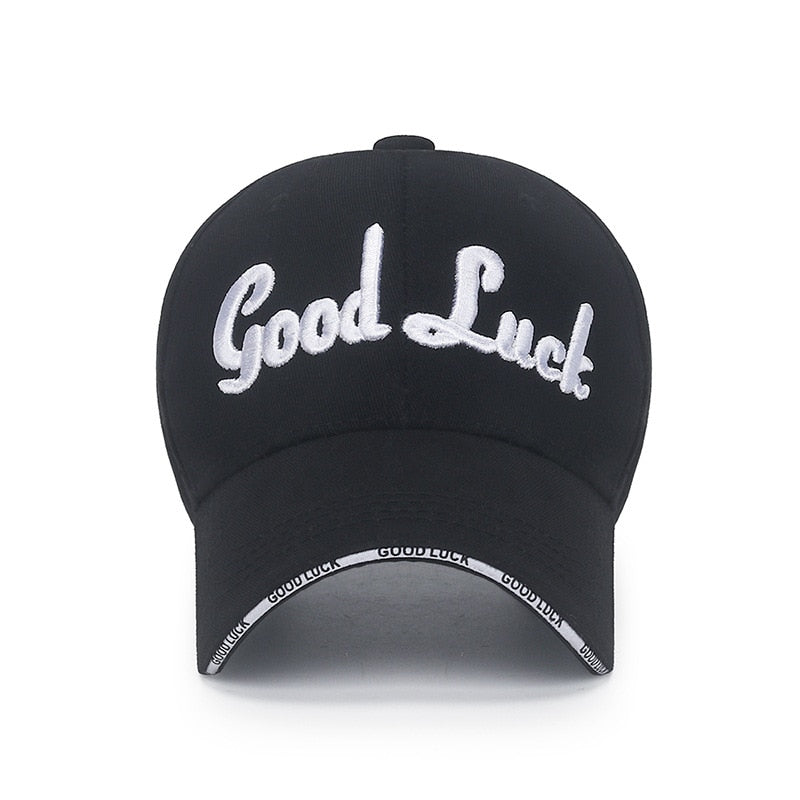 Fashion Women Men Cotton Baseball Caps Male Lady Cool Letter Good Luck Embroidery Sport Visors Snapback Hat For Women Men
