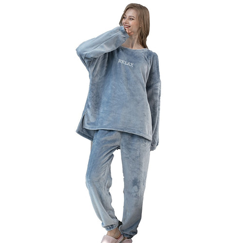 Load image into Gallery viewer, Women&#39;s Pajamas Set Thick Flannel Sleepwear Casual Warm Winter Coral Fleece Men Homewear Couple Homesuit пижама женская
