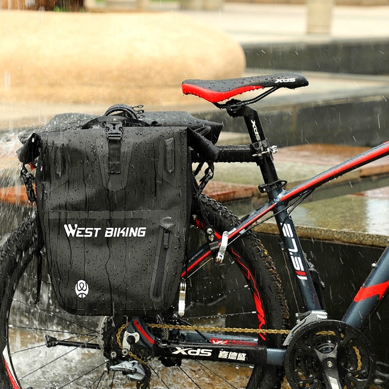 Bicycle Trunk Bag TPU 100% Waterproof MTB Road Bike Panniers 25L Large Capacity Shoulder Bag Cycling Accessories