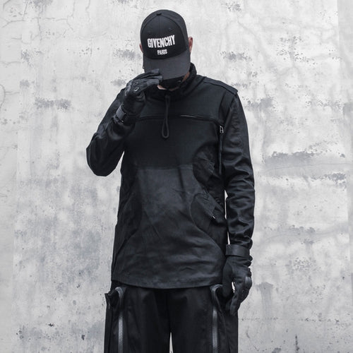 Load image into Gallery viewer, Tactical Functional Turtleneck Sweatshirt Pullover Hip Hop Streetwear 2021 Multi-pocket Black Hoodie Techwear 392
