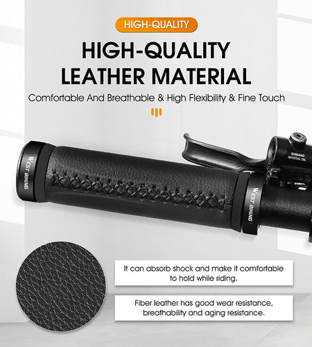 Soft Leather Bicycle Grips MTB City Bike Scooter Handle Cover Bar End Non-slip Aluminum Lock Cycling Handlebar Grips
