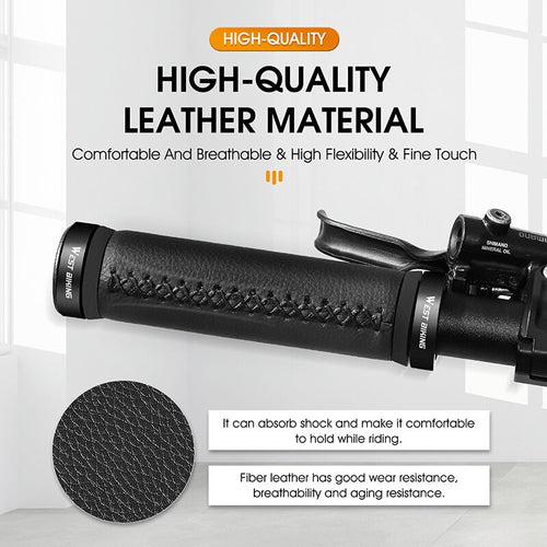 Load image into Gallery viewer, Soft Leather Bicycle Grips MTB City Bike Scooter Handle Cover Bar End Non-slip Aluminum Lock Cycling Handlebar Grips
