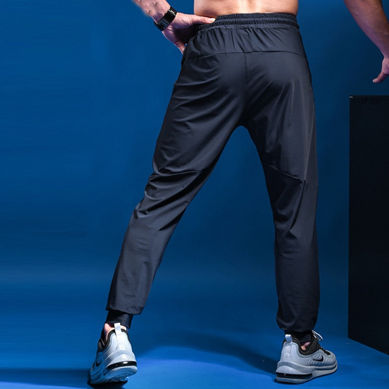 Men's Sports Running Pants Joggers Training Elastic Cylinder Active Pants Gym Workout Jogging Trousers Plus size Elastic Pants