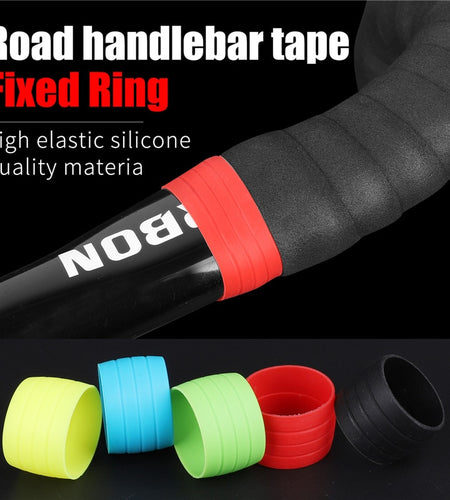 2pcs Silicone Bicycle Handlebar Tape Fixed Ring Road Bike Plugs Anti-Skip Rubber Waterproof Wear Resistant Bicycle Accessories