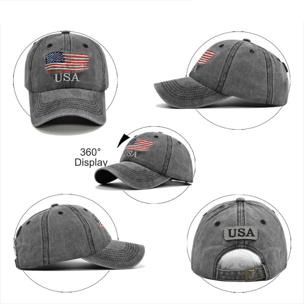 Vintage Men's Trucker Cap Fashion Baseball Caps USA Women's Dad Hats Cotton Snapback Embroidery Men's Summer Cap
