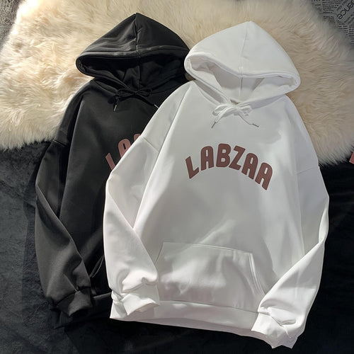 Load image into Gallery viewer, Fashion Letter Women Hoodies Loose Pullover Black White Casual Pocket Female Hooded Sweatshirts Harajuku Fall Thin Tops
