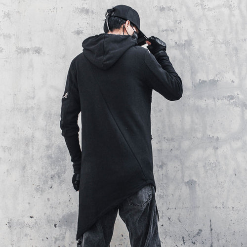 Load image into Gallery viewer, Irregular Asymmetric Cut Design Hoodie Sweatshirt Autumn Men Harajuku Hoodies Zipper Coat Hip Hop Streetwear Black Clothes
