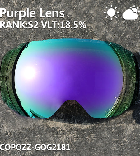 2181 Magnetic Replacement Lens for Ski Goggles Anti-fog UV400 Spherical Ski Glasses Snowboard Goggles(Only lens)