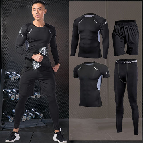 Load image into Gallery viewer, Men&#39;s running sets Gym Tight Sport Clothing Basketball Training Tracksuit Fitness Jogging Sports Wear Compression Sports Clothes
