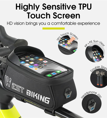 MTB Road Bicycle Bag Sensitive Touch Screen Bike Phone Bag Front Frame Reflective Cycling Accessories Panniers