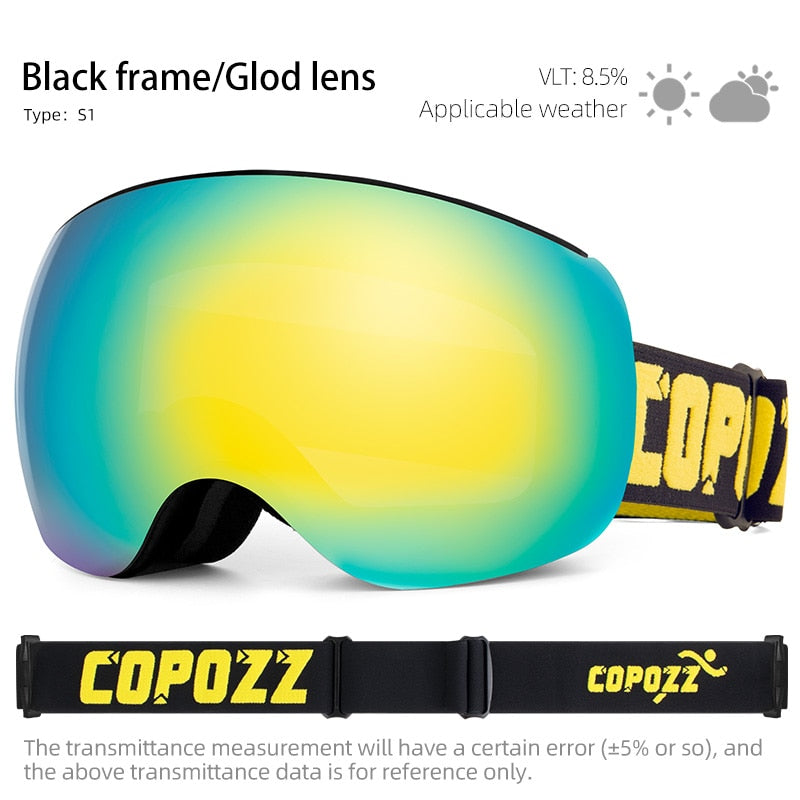 Snowboard ski goggles UV400 Protection Magnet adsorption anti-fog lens TPU ski glasses Snow Skiing Glasses big Mask