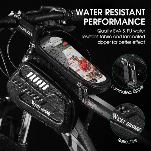 Load image into Gallery viewer, High-quality Bicycle Bag Waterproof 6.5 inch Touch Screen Phone Bag Case MTB Road Bike Cycling Top Tube Frame Bag

