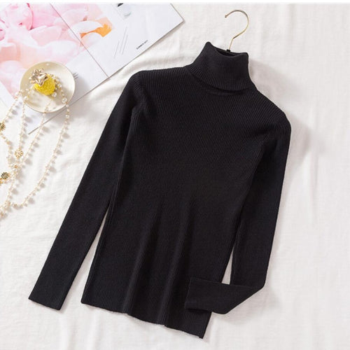 Load image into Gallery viewer, Pullovers Women Turtleneck Sweaters Fashion Spring Long Sleeve Female Jumper Autumn Korean Basic Top Soft Knitted Sweater
