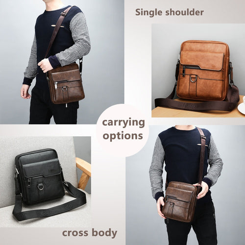 Load image into Gallery viewer, Man Leather Bag Shoulder Crossbody Bags For Men Cow Split Leather Male iPad Business Messenger Bag
