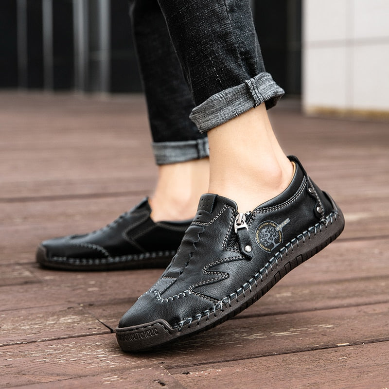 Breathable Men's Shoes Outdoor Loafers Flat Moccasins Fashion Men's Driving Shoes Comfortable Genuine Leather Casual Shoes
