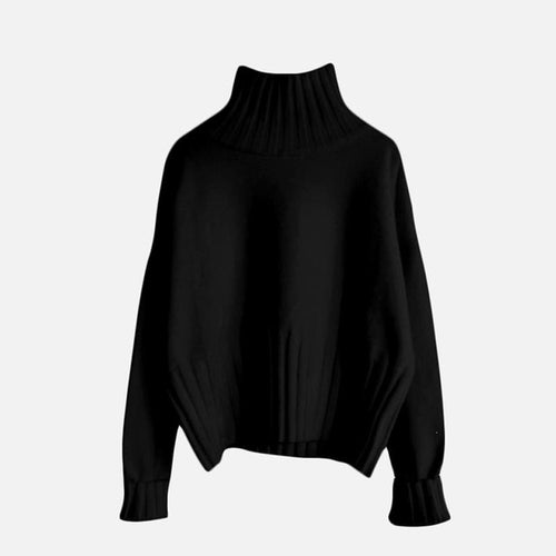Load image into Gallery viewer, Large Size Women Turtleneck Pullover Sweater Autumn Winter Loose Knitted Jumper Thick Long Sleeve Black White Sweater Coat
