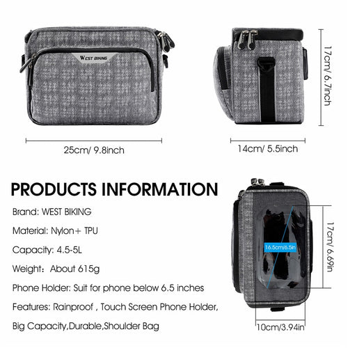 Load image into Gallery viewer, Multifunction Bike Handlebar Bag Cycling Touch Screen Phone Bags Travel Shoulder Bag MTB Road Bicycle Accessories
