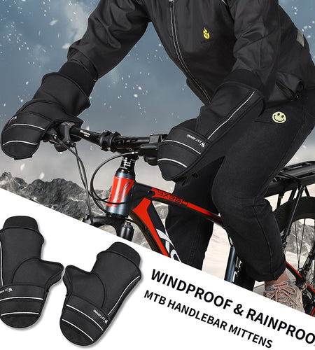 Winter Warm Bike Handlebar Gloves Windproof MTB Bike Outdoor Riding Gloves Electric Bike Motorcycle Cycling Gloves