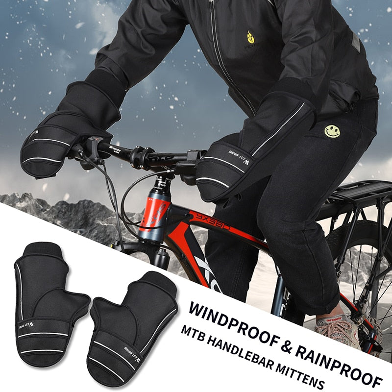 Winter Warm Bike Handlebar Gloves Windproof MTB Bike Outdoor Riding Gloves Electric Bike Motorcycle Cycling Gloves