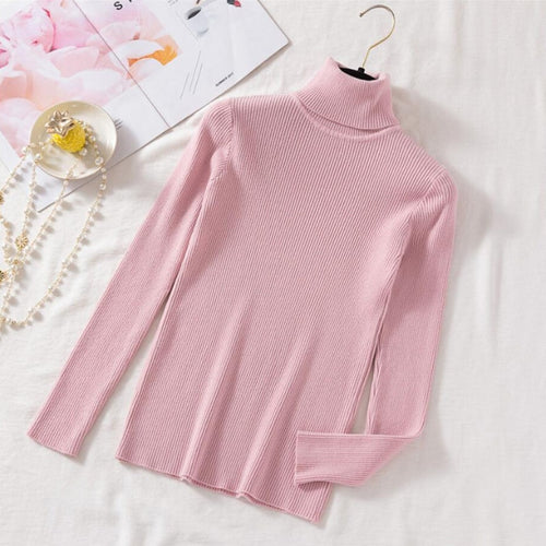 Load image into Gallery viewer, Pullovers Women Turtleneck Sweaters Fashion Spring Long Sleeve Female Jumper Autumn Korean Basic Top Soft Knitted Sweater
