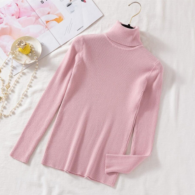 Pullovers Women Turtleneck Sweaters Fashion Spring Long Sleeve Female Jumper Autumn Korean Basic Top Soft Knitted Sweater
