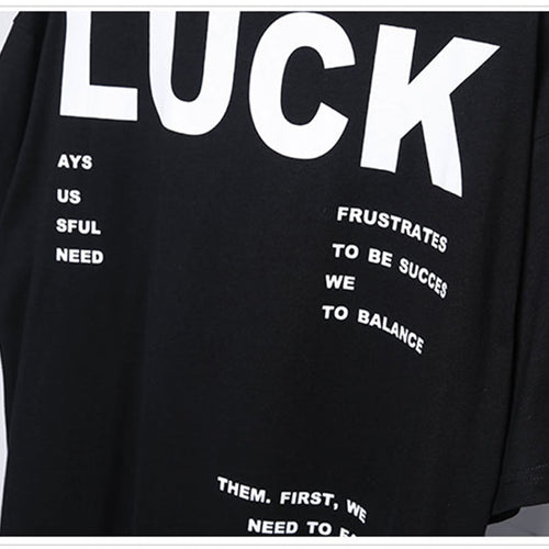 Load image into Gallery viewer, Hip Hop Dark Functional Harajuku T-Shirt Men 2021 Summer LUCK Printed  Streetwear Tshirts Cotton Tops Tees Ribbon Design WB210
