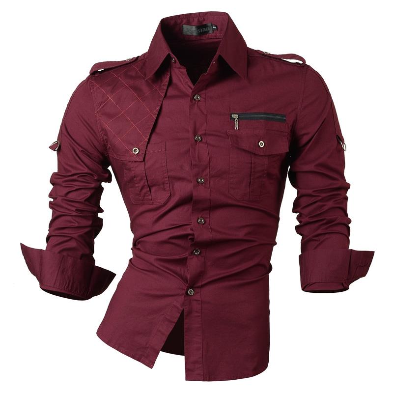 Two Color Accent Casual Slim Fit Modern Long Sleeve Shirt 8371